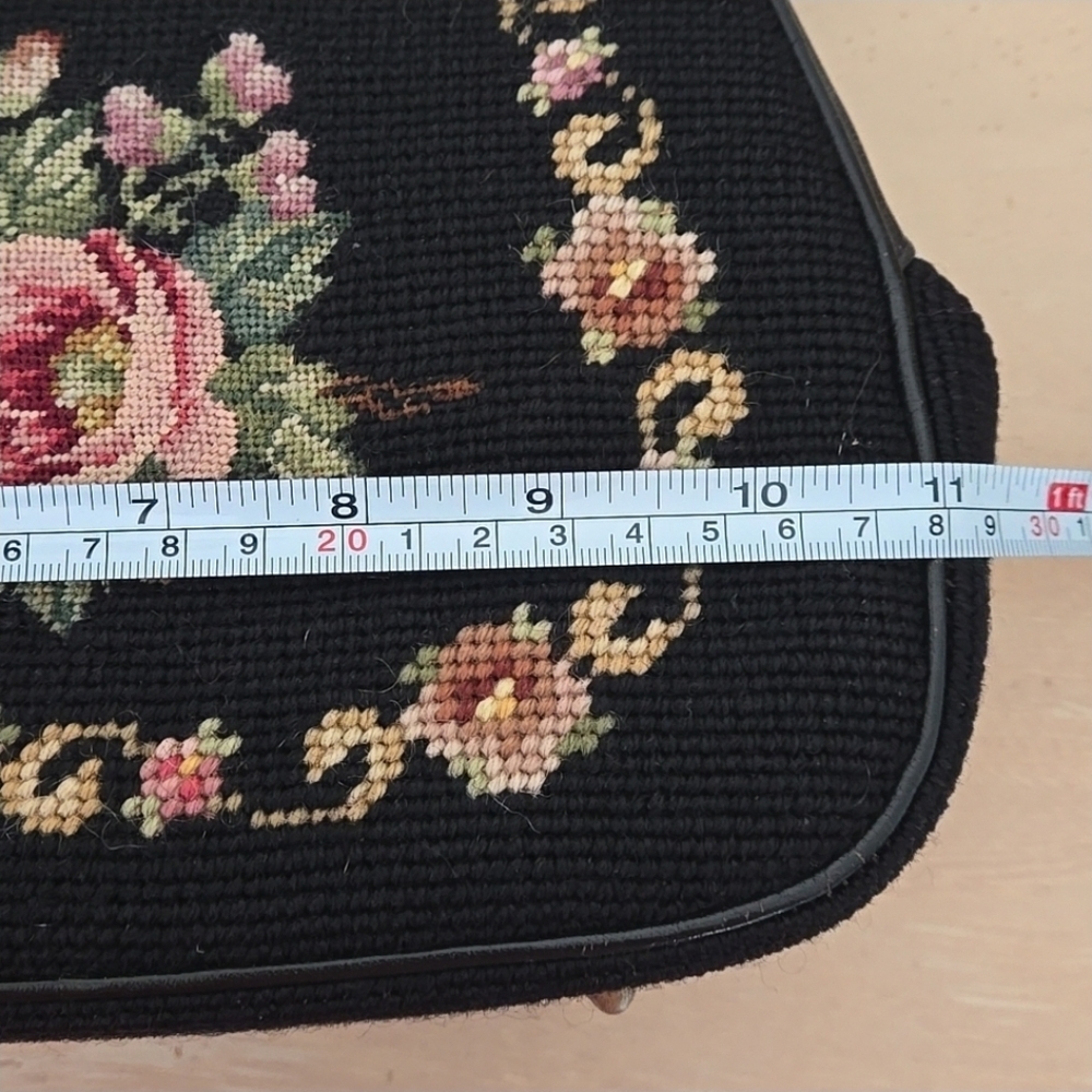 Vintage Petit Point Needlework Purse In Black - Picture 7 of 9